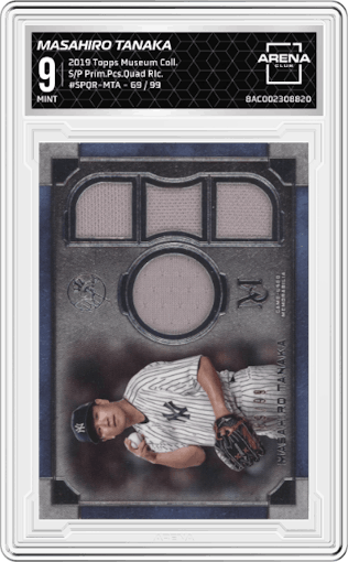 Masahiro Tanaka from the 2019 Topps Museum Collection set graded by Arena Club and given an overall grade of 9.