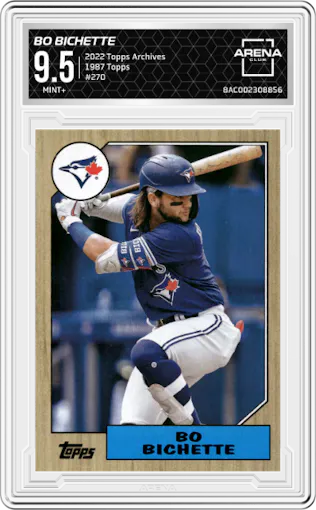 Bo Bichette from the 2022 Topps Archives set graded by Arena Club and given an overall grade of 9.5.