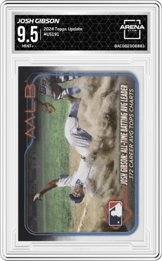 Josh Gibson from the 2024 Topps Update set graded by Arena Club and given an overall grade of 9.5.