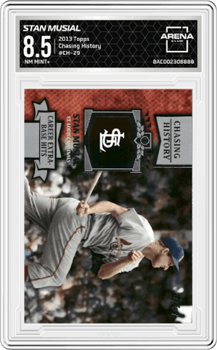 Stan Musial from the 2013 Topps set graded by Arena Club and given an overall grade of 8.5.