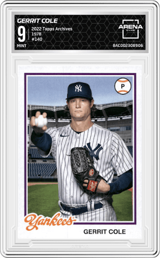 Gerrit Cole from the 2022 Topps Archives set graded by Arena Club and given an overall grade of 9.