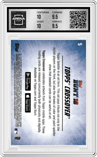 Bryce Harper from the 2016 Topps Bunt Crossover set graded by Arena Club and given an overall grade of 10.