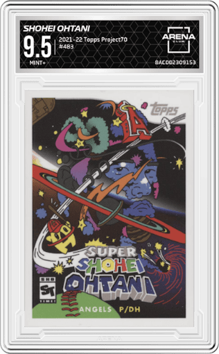 Shohei Ohtani from the 2021-22 Topps Project70 set graded by Arena Club and given an overall grade of 9.5.