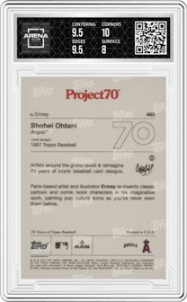 Shohei Ohtani from the 2021-22 Topps Project70 set graded by Arena Club and given an overall grade of 8.5.
