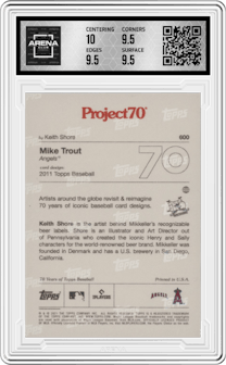 Mike Trout from the 2021-22 Topps Project70 set graded by Arena Club and given an overall grade of 10.