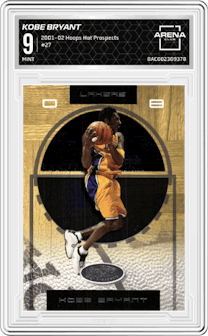 Kobe Bryant from the 2001-02 Hoops Hot Prospects set graded by Arena Club and given an overall grade of 9.