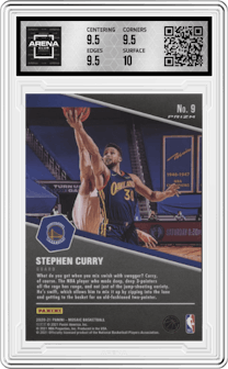 Stephen Curry from the 2020-21 Panini Mosaic set graded by Arena Club and given an overall grade of 10.