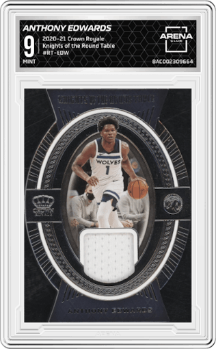 Anthony Edwards from the 2020-21 Panini Crown Royale set graded by Arena Club and given an overall grade of 9.