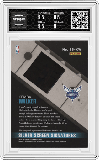 Kemba Walker from the 2014-15 Panini Gala set graded by Arena Club and given an overall grade of 9.