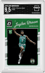 Jaylen Brown from the 2016-17 Panini Donruss Optic set graded by Arena Club and given an overall grade of 9.5.