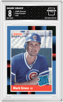 Mark Grace from the 1988 Donruss set graded by Arena Club and given an overall grade of 8.