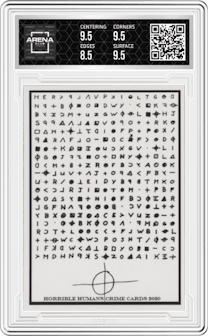 Zodiac Killer Wanted from the 2020 Horrible Humans Crime Cards set graded by Arena Club and given an overall grade of 9.