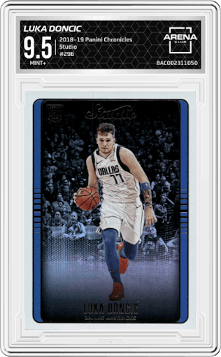 Luka Doncic from the 2018-19 Panini Chronicles set graded by Arena Club and given an overall grade of 9.5.