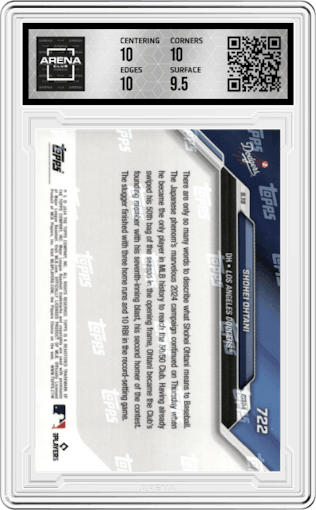 Shohei Ohtani from the 2024 Topps Now set graded by Arena Club and given an overall grade of 10.