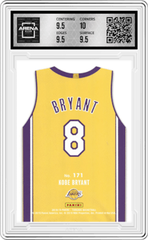Kobe Bryant from the 2018-19 Panini Threads  set graded by Arena Club and given an overall grade of 10.