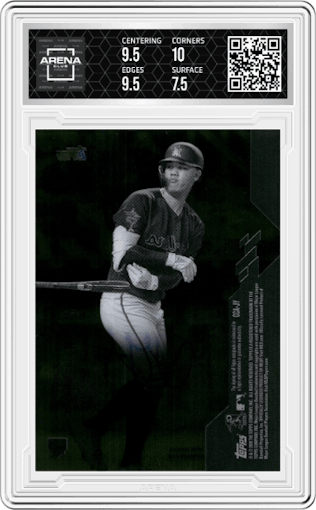 Jordan Yamamoto from the 2020 Topps Clearly Authentic set graded by Arena Club and given an overall grade of 8.