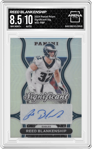 Reed Blankenship from the 2024 Panini Prizm set graded by Arena Club and given an overall grade of 8.5.