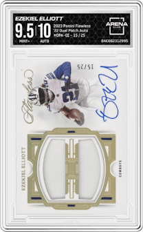 Ezekiel Elliott from the 2023 Panini Flawless set graded by Arena Club and given an overall grade of 9.5.