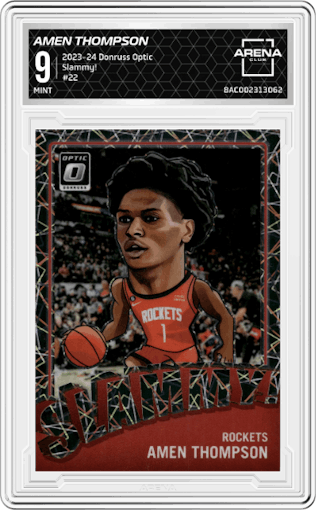 Amen Thompson  from the 2023-24 Donruss Optic set graded by Arena Club and given an overall grade of 9.