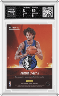 Dereck Lively II from the 2023-24 Panini NBA Hoops set graded by Arena Club and given an overall grade of 9.