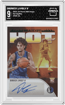 Dereck Lively II from the 2023-24 Panini NBA Hoops set graded by Arena Club and given an overall grade of 9.