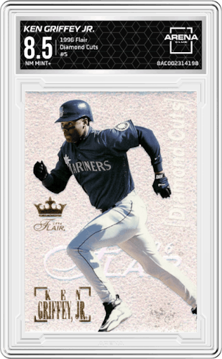 Ken Griffey Jr. from the 1996 Flair set graded by Arena Club and given an overall grade of 8.5.