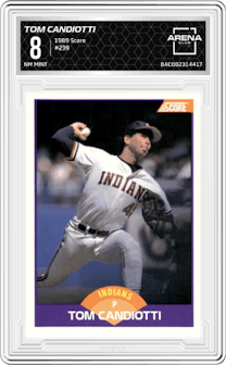 Tom Candiotti  from the 1989 Score set graded by Arena Club and given an overall grade of 8.