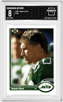 Dennis Byrd from the 1991 Upper Deck set graded by Arena Club and given an overall grade of 8.