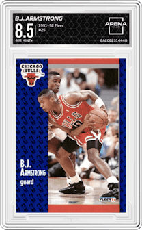 B.J. Armstrong from the 1991-92 Fleer set graded by Arena Club and given an overall grade of 8.5.