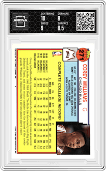 Corey Williams  from the 1992-93 Topps set graded by Arena Club and given an overall grade of 8.5.