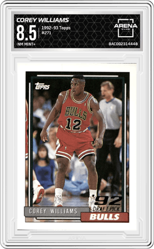 Corey Williams  from the 1992-93 Topps set graded by Arena Club and given an overall grade of 8.5.