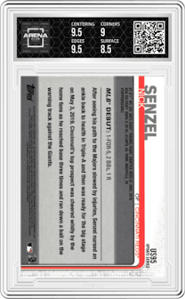 Nick Senzel from the 2019 Topps Update  set graded by Arena Club and given an overall grade of 9.