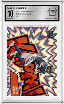 Malik Nabers from the 2024 Panini Absolute set graded by Arena Club and given an overall grade of 10.