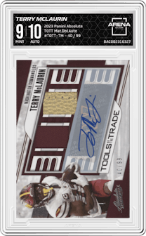 Terry Mclaurin from the 2023 Panini Absolute set graded by Arena Club and given an overall grade of 9.