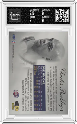 Charles Barkley from the 1998-99 Flair Showcase set graded by Arena Club and given an overall grade of 9.