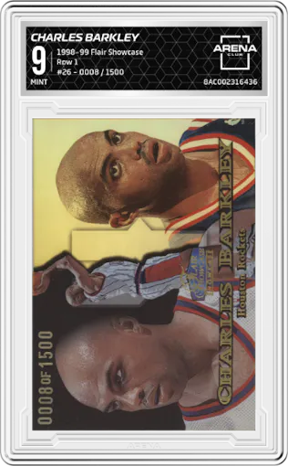 Charles Barkley from the 1998-99 Flair Showcase set graded by Arena Club and given an overall grade of 9.