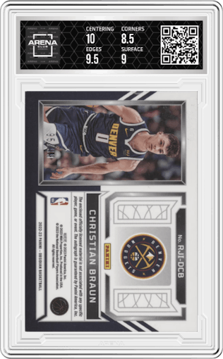 Christian Braun from the 2022-23 Panini Obsidian set graded by Arena Club and given an overall grade of 9.