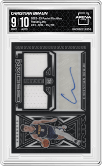 Christian Braun from the 2022-23 Panini Obsidian set graded by Arena Club and given an overall grade of 9.