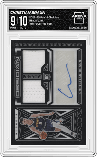 Christian Braun from the 2022-23 Panini Obsidian set graded by Arena Club and given an overall grade of 9.