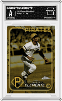 Roberto Clemente from the 2024 Topps Gilded Collection set graded by Arena Club and given an overall grade of 0.