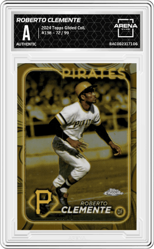 Roberto Clemente from the 2024 Topps Gilded Collection set graded by Arena Club.