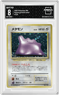 Ditto from the 1997 Pokemon JPN set graded by Arena Club and given an overall grade of 8.