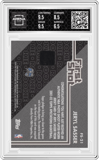 Jeryl Sasser from the 2001-02 Topps Xpectations set graded by Arena Club and given an overall grade of 7.