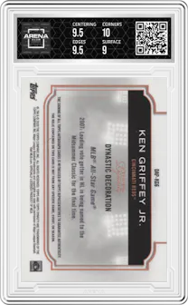 Ken Griffey Jr. from the 2020 Topps Dynasty set graded by Arena Club and given an overall grade of 9.5.