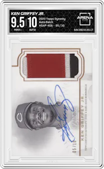 Ken Griffey Jr. from the 2020 Topps Dynasty set graded by Arena Club and given an overall grade of 9.5.