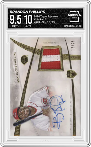 Brandon Phillips from the 2014 Topps Supreme set graded by Arena Club and given an overall grade of 9.5.