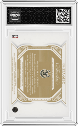 MarJon Beauchamp from the 2022-23 Panini Flawless set featuring a Emerald parallel graded by Arena Club.