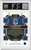 Stephen Curry from the 2023-24 Panini Select  set featuring a Tiger parallel graded by Arena Club and given an overall grade of 8.5.