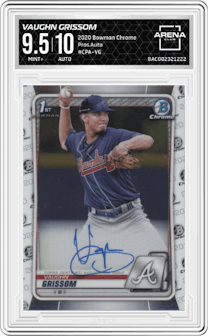 Vaughn Grissom from the 2020 Bowman Chrome set graded by Arena Club and given an overall grade of 9.5.