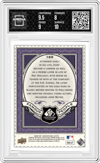 Wyatt Earp from the 2009 SP Legendary Cuts set graded by Arena Club and given an overall grade of 8.5.